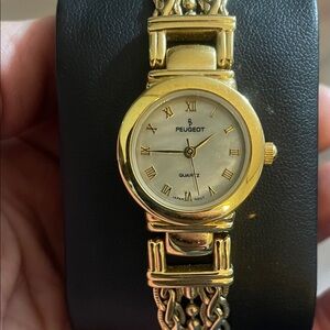 Peugeot Gold and White Women's Bracelet Watch